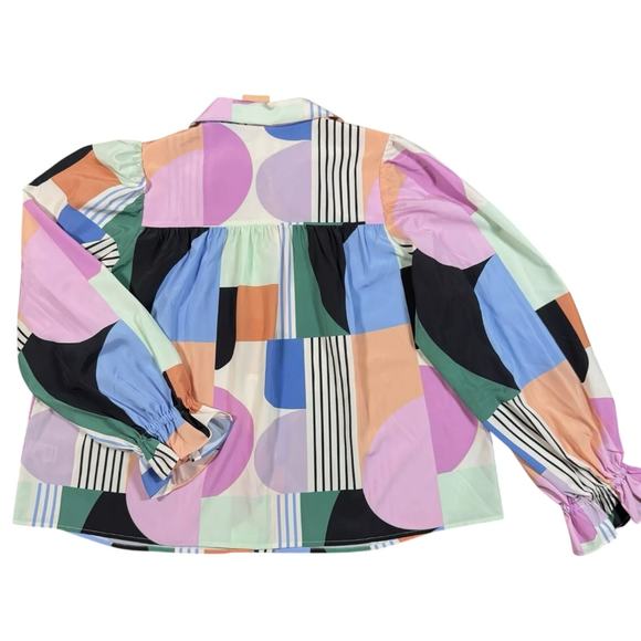 $182 CROSBY by Mollie Burch NELL Balloon Sleeve Button Front Shirt | XXL Multi - Picture 6 of 6